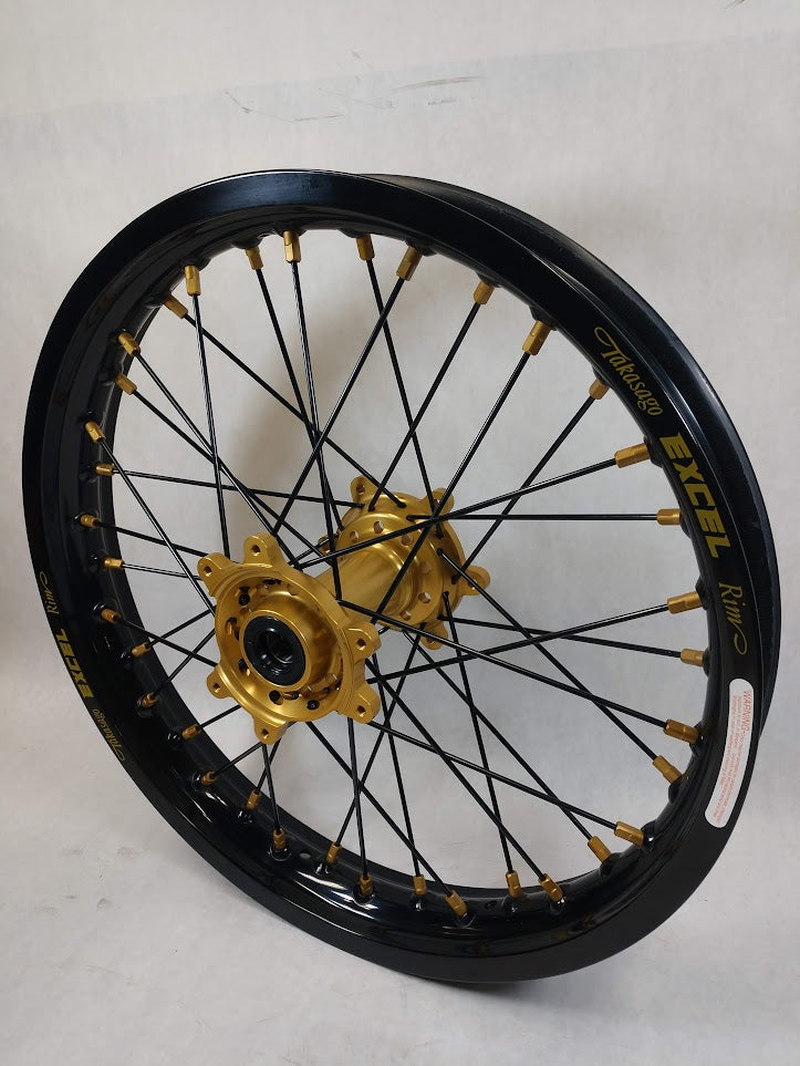 Sur Ron Ultra Bee Black Excels and Gold Hubs Black Spokes Gold Nipples - 21/18"