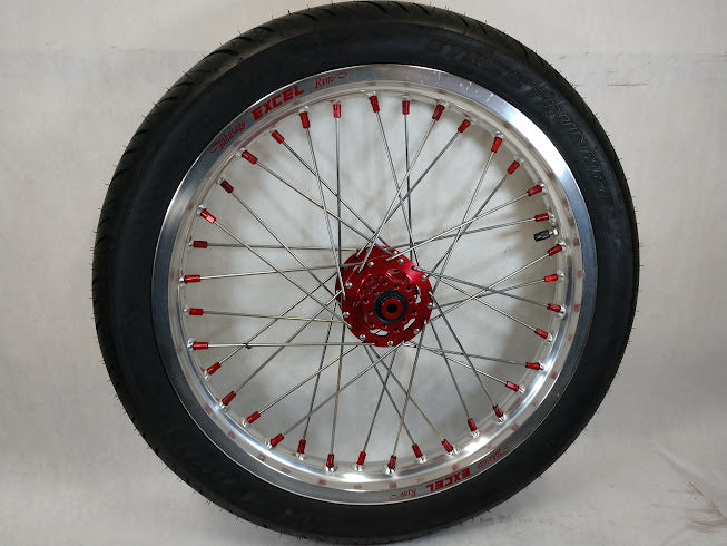 Surron / Talaria Wheelset Silver & Red - 18/18" Street Tracker with Avon StreetRunner Tires