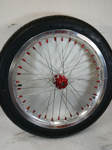 Surron / Talaria Wheelset Silver & Red - 18/18" Street Tracker with Avon StreetRunner Tires