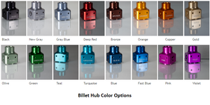 Color choice pallet for billet hubs