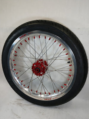 Surron / Talaria Wheelset Silver & Red - 18/18" Street Tracker with Avon StreetRunner Tires
