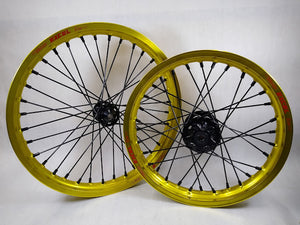 Sur Ron / Talaria Wheelset Yellow Rims & Black Out  - 21/18"
