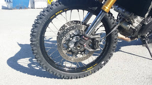 Woody's custom front wheel for Suzuki DL1000 motorcycle