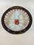 Woody's custom rear wheel for Sur Ron e-bike w/ black Excel rim, red billet hub and red spoke-nipples