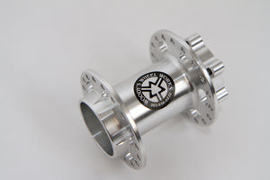 Close up of Woody's billet front hub for Sur Ron e-bike.