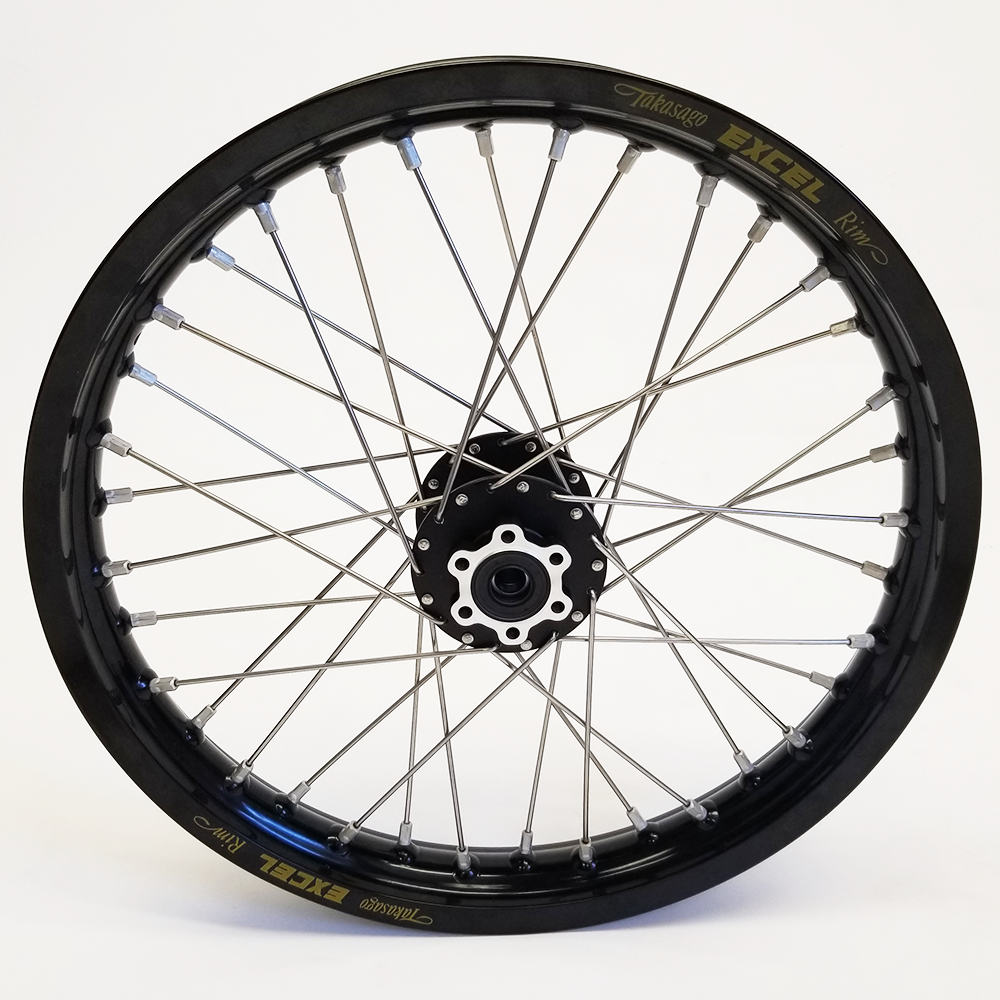 Woody's custom rear wheel w/ black Excel rim and black hub for Sur Ron e-bike.