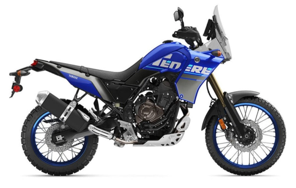 Yamaha Tenere 700 motorcycle with blue accents